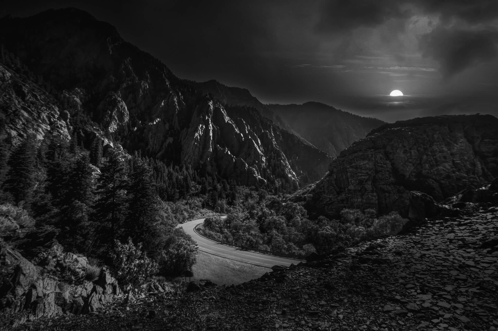 Moonrise Moon Over Mountains Franklin Arts