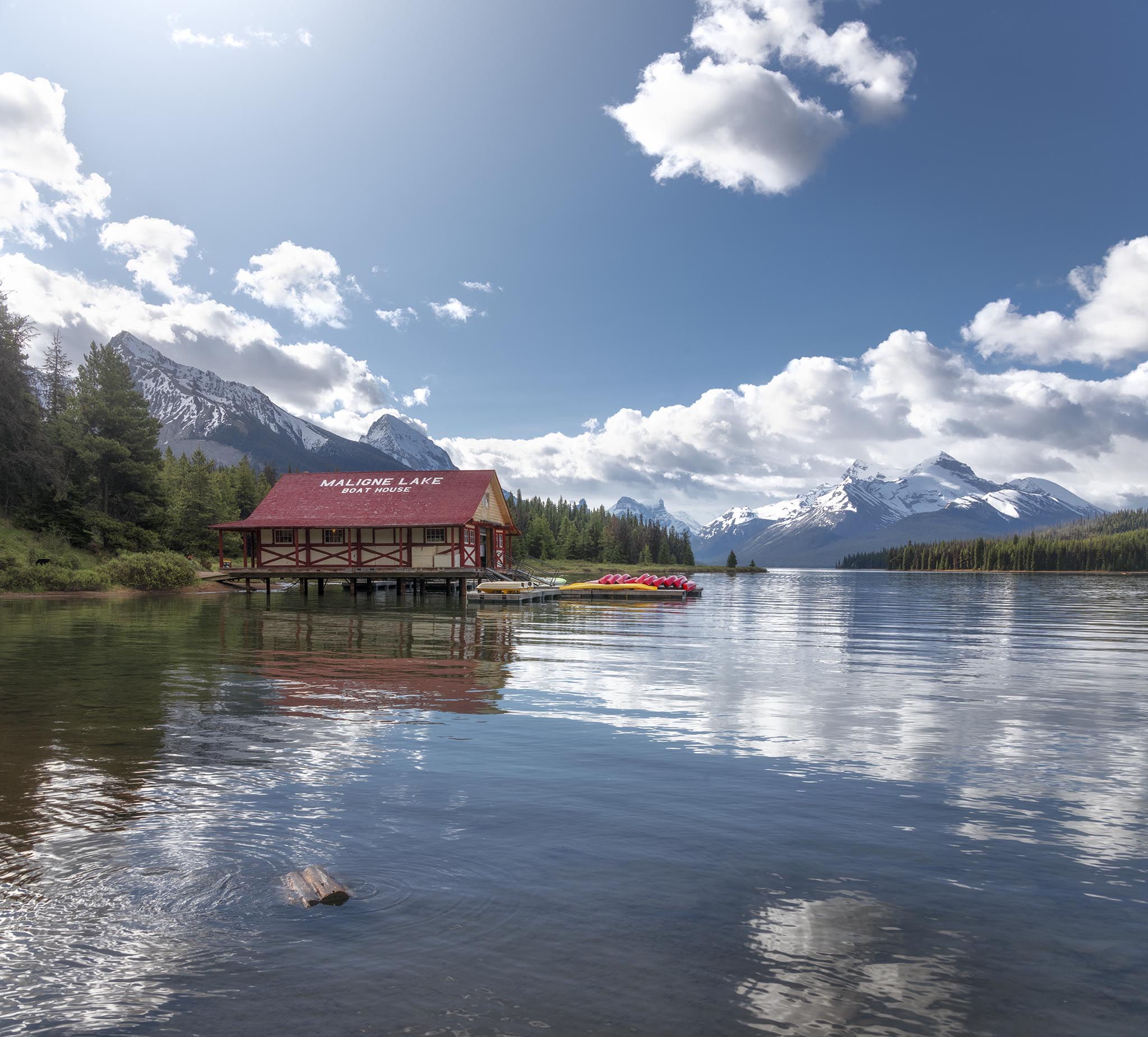 Maligne Lake Boat House in Morning