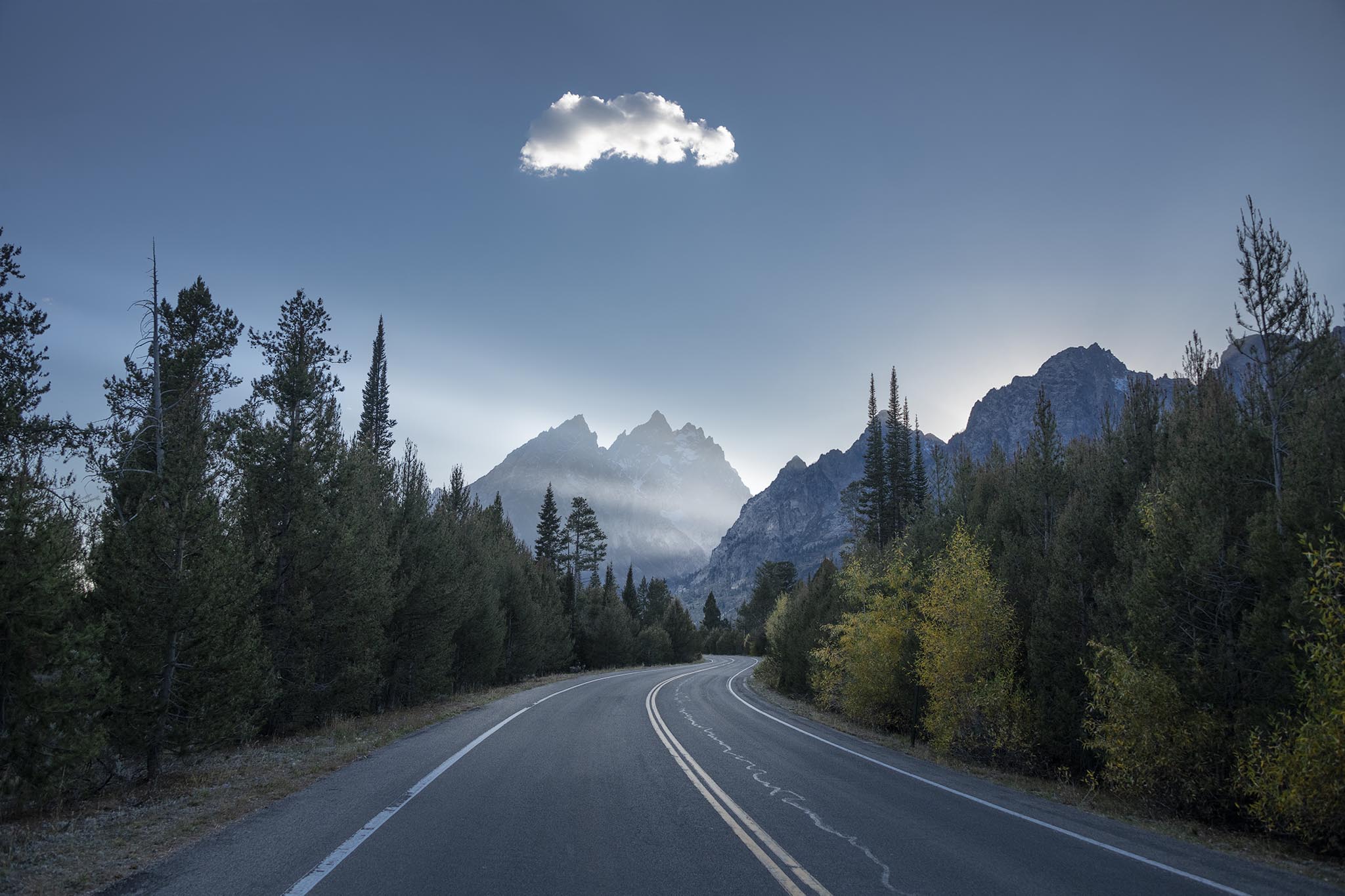 Road traveling to Grand Teton